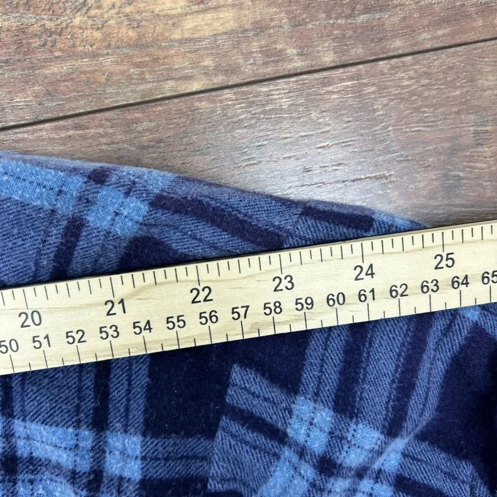 VTG Open Trails Shacket Men Large Blue Plaid Flannel‎ Shirt Jacket Long Sleeve